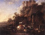 BERCHEM, Nicolaes Rocky Landscape with Antique Ruins France oil painting reproduction